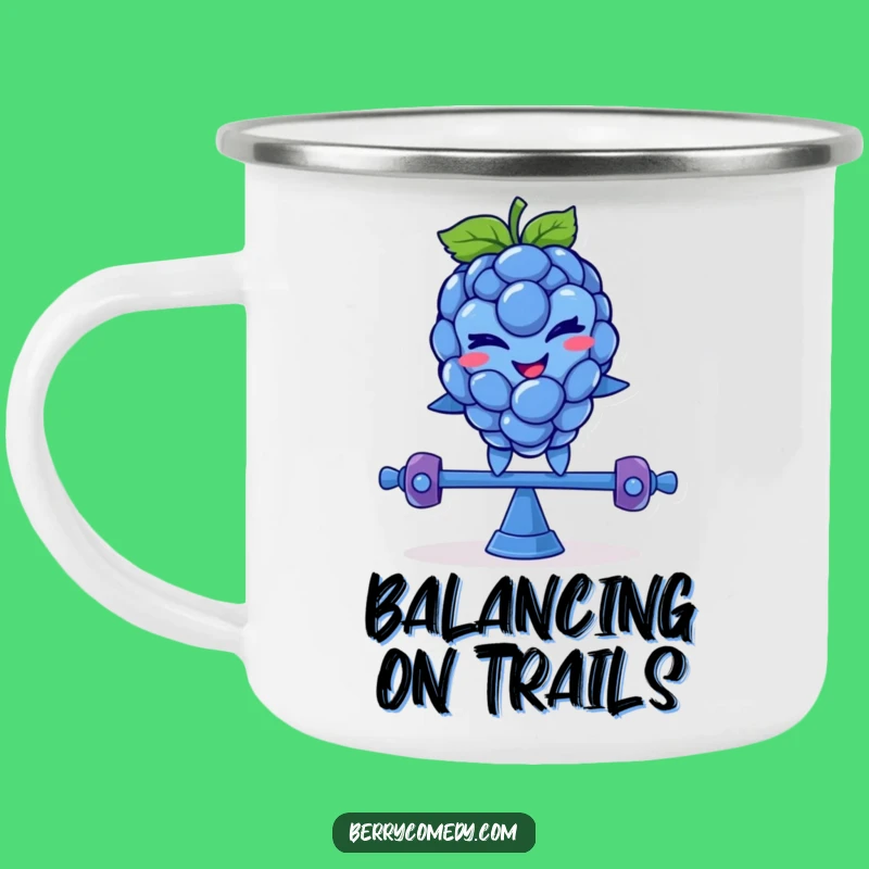 Funny Blue Raspberry Teeter-Totter Camping Mug: Mischievous Wink Adventure Mug!