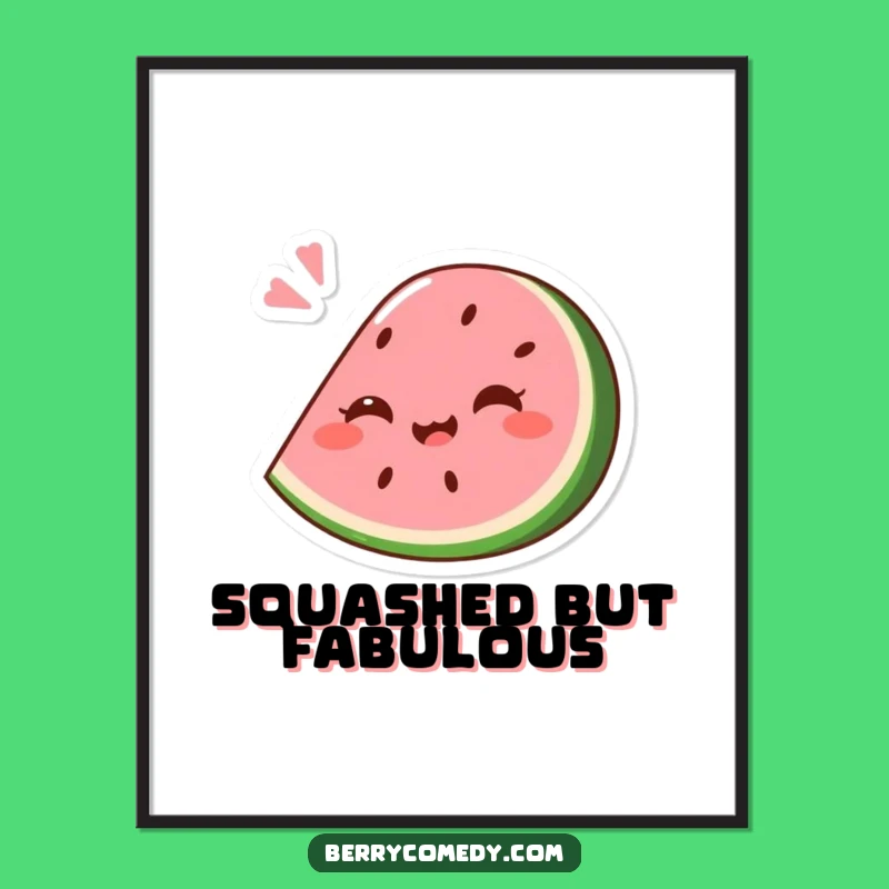 Funny Watermelon Bounce Poster: Giggling Squashed Art, Gift!