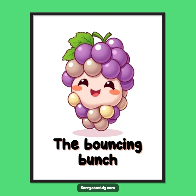 Funny Giggling Grape Cluster Poster: Vibrant and Hilarious Wall Art Gift