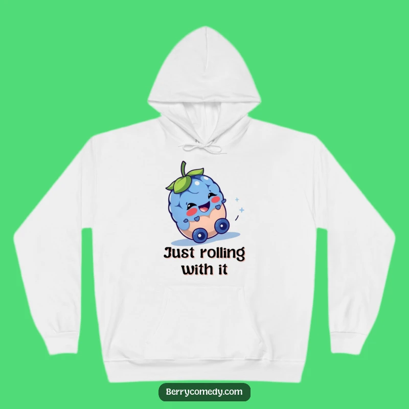 Funny Blueberry Rolling Downhill Hoodie: Cozy and Cheeky Gift for Chilly Days