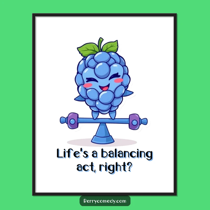 Funny Free Printable Wall Art: Blue Raspberry Balancing on Teeter-Totter