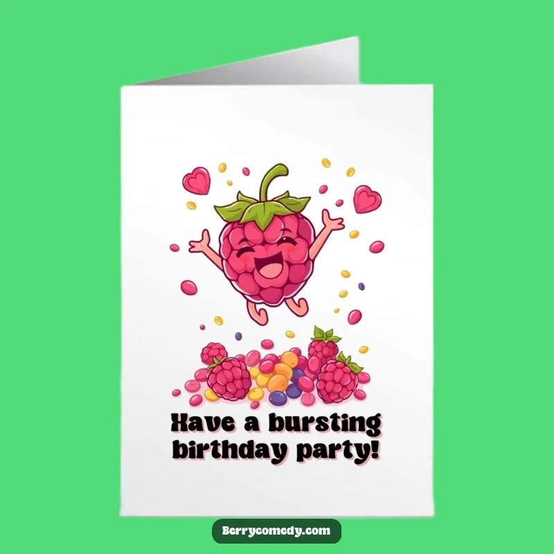 Free Printable Birthday Card: Joyful Raspberry Leap - Showering Fun Downloadable Gift